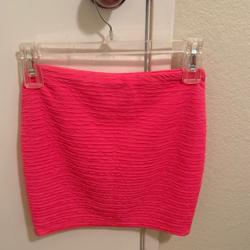 Vibrant Pink Textured Mini Skirt